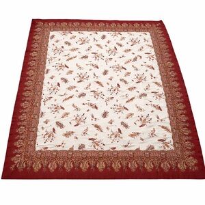 Vintage POTTERY BARN Couleur Nature Colab Block Print Paisley Tablecloth#0215261